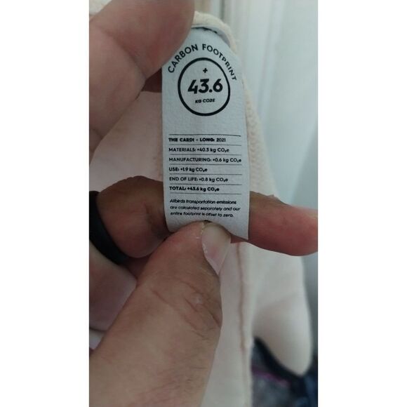 Allbirds Women's 100% Wool Long Open Front Knit Ivory Cardigan Small - Picture 4 of 7